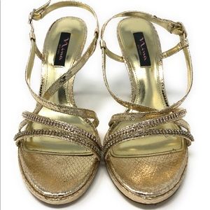 Previously Worn Gold Strappy Heels 9.5